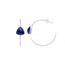 Lapis Trillion Hoop gemstone earring 6.82 gms